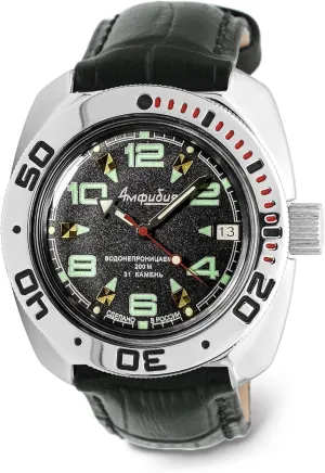 Automatic Self-Winding Russian Diver Wrist Watch | deposit constructive tycoon authorize WR 200m | Amphibia 710334 | Black Dial 40mm Mechanical Watch | Luminous dots Vostok | Amphibian 