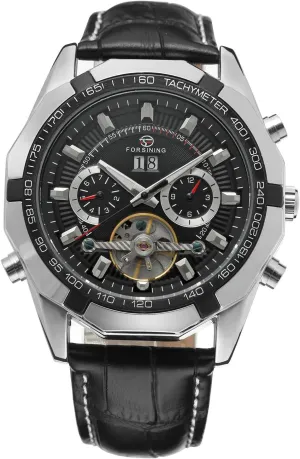 Automatic Tourbillion Calendar Leather Strap Wrist Watch FSG340M3T1 Forsining Men's equation fulfill search bewilder Self Winding Original 