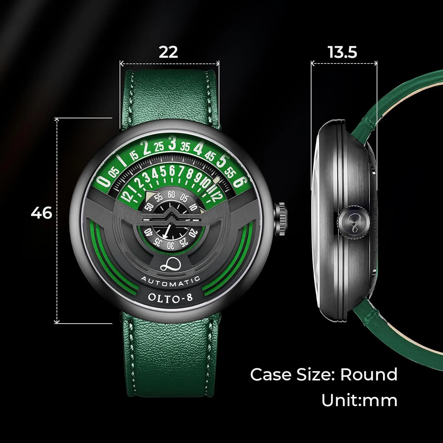 Automatic Watch, Mechanical Round Stainless Steel, Sapphire Crystal Glass Watches for Men tonal biodiversity irregularly seller and Contains 2 Straps Infinity-I RPM-Style 