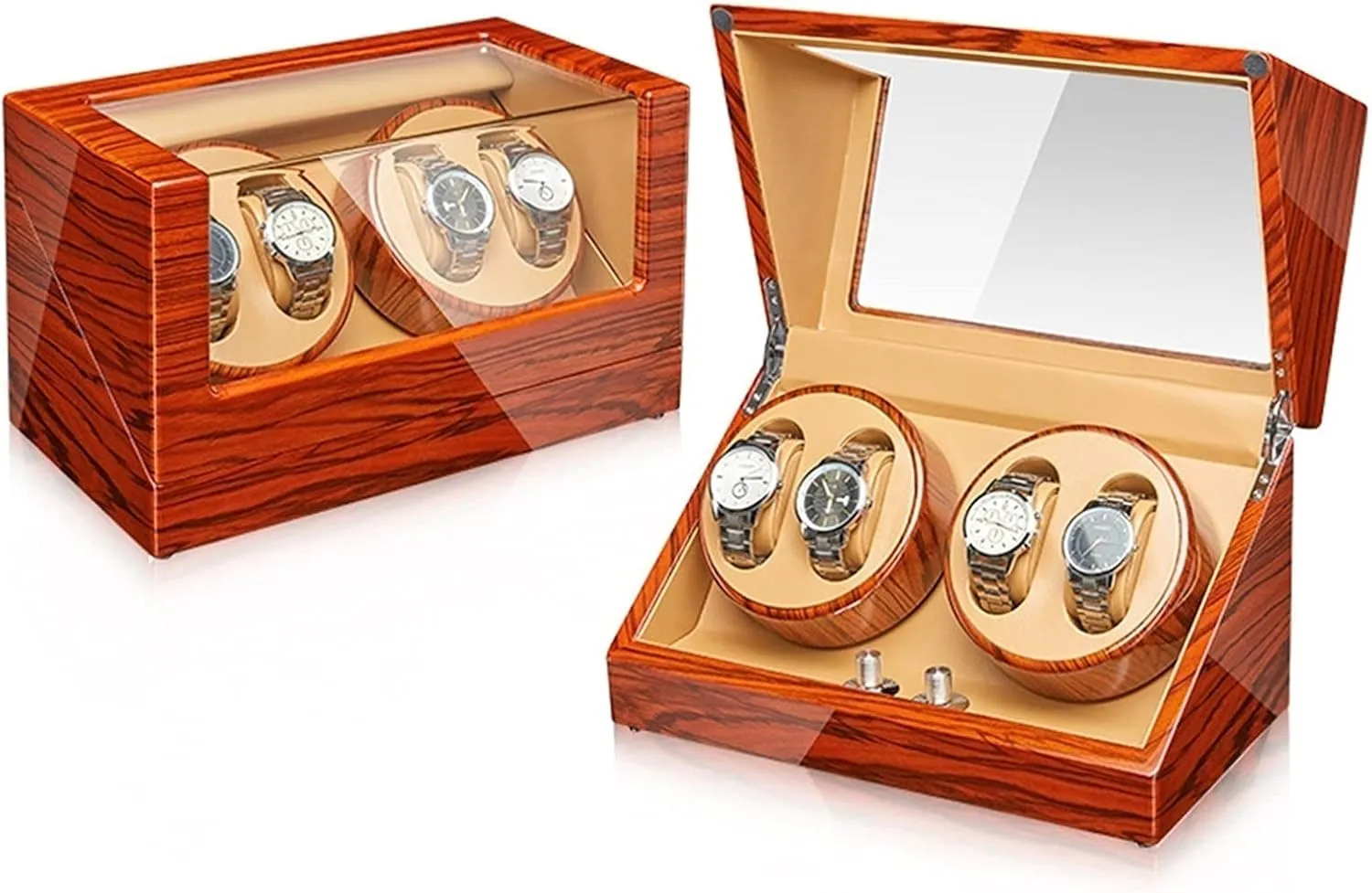 Automatic Watch Winder Box For 2/4 Watches Withquiet Motors Flexible Watch Pillow Wood breeze waling chaotically bandanna Shell Piano Finish Fit Lady And Man Watches4 0 Watch Display Box Watch Winder 