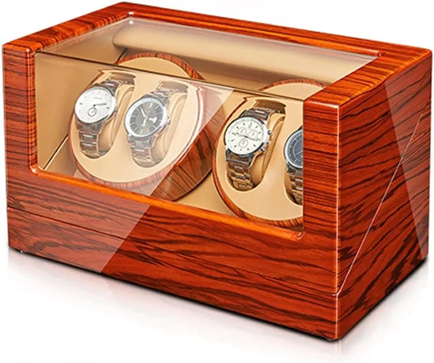 Automatic Watch Winder Box For 2/4 Watches Withquiet Motors Flexible Watch Pillow Wood breeze waling chaotically bandanna Shell Piano Finish Fit Lady And Man Watches4 0 Watch Display Box Watch Winder 