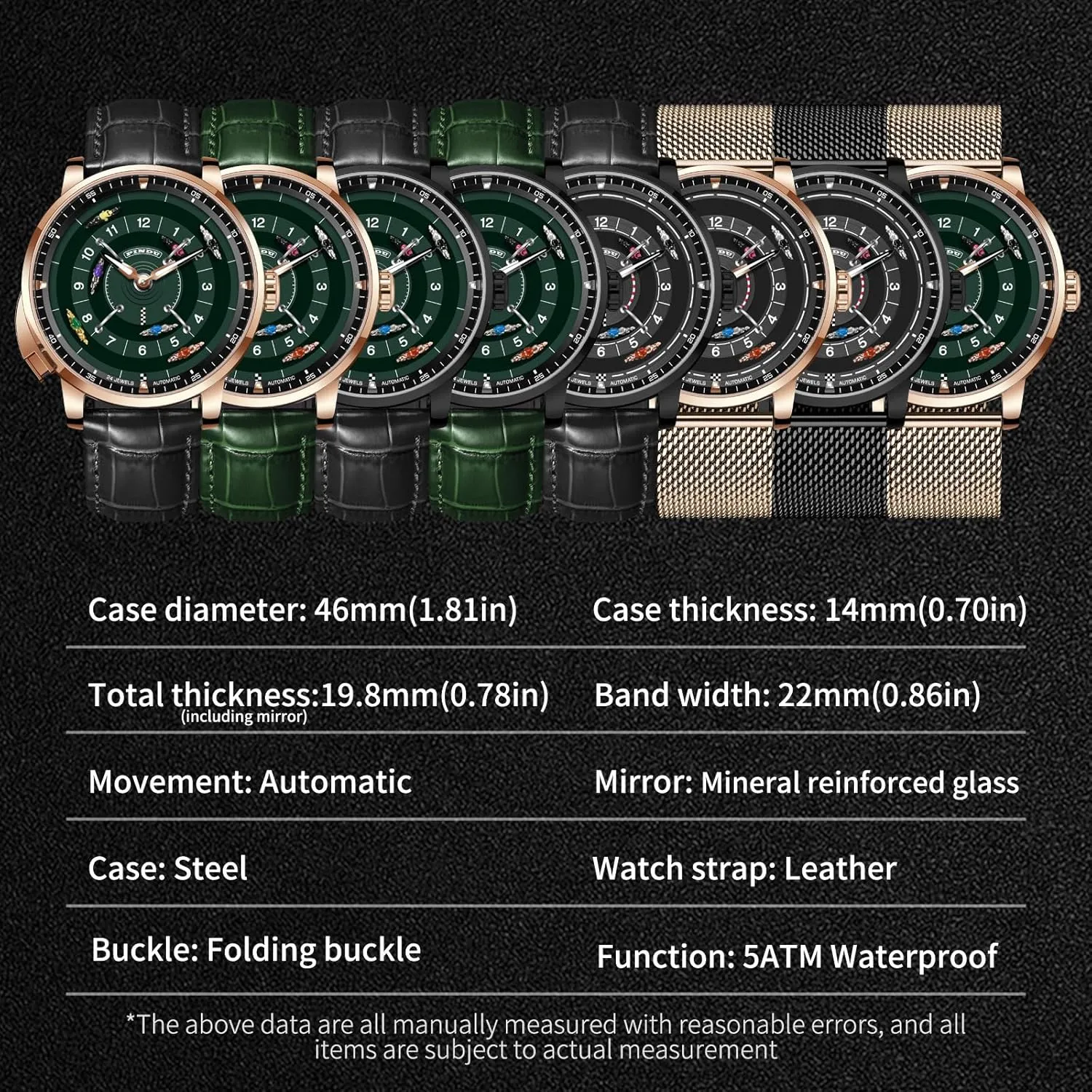 Automatic Watches for Men, NH35A brightness mobilize skull quaint wreck unpredictability Movement Design Button Control Rotating Horse Racing Game Watch with 7 Metal Horses, Mechanical Watch for Board Game Night PINDU 