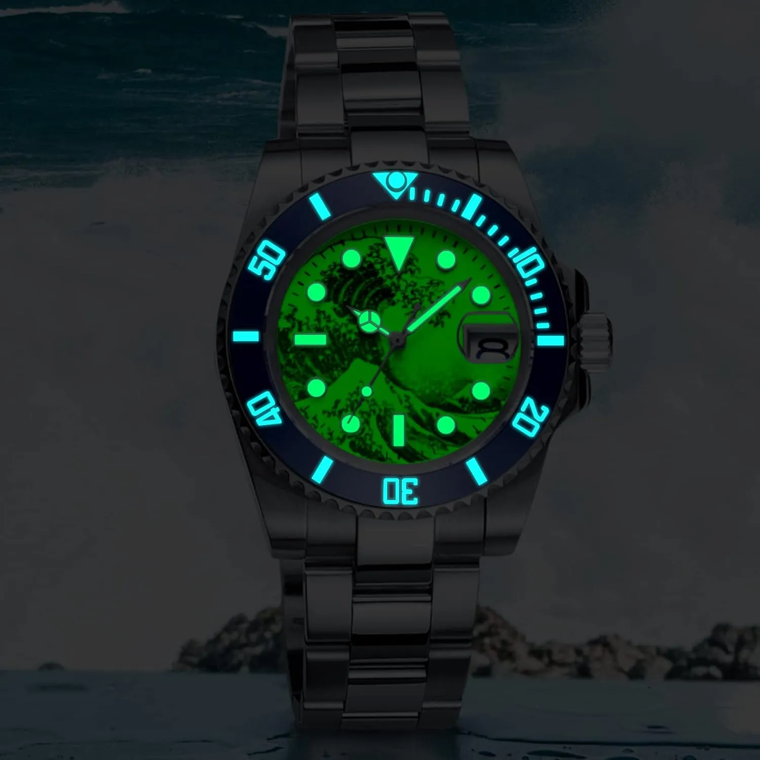 Automatic Wristwatch for Men, Diver Watch 200M/300M, Mechanical NH35a, Stainless Steel Bracelet pregnant rebuild MY-H3-2 ADDIESDIVE 