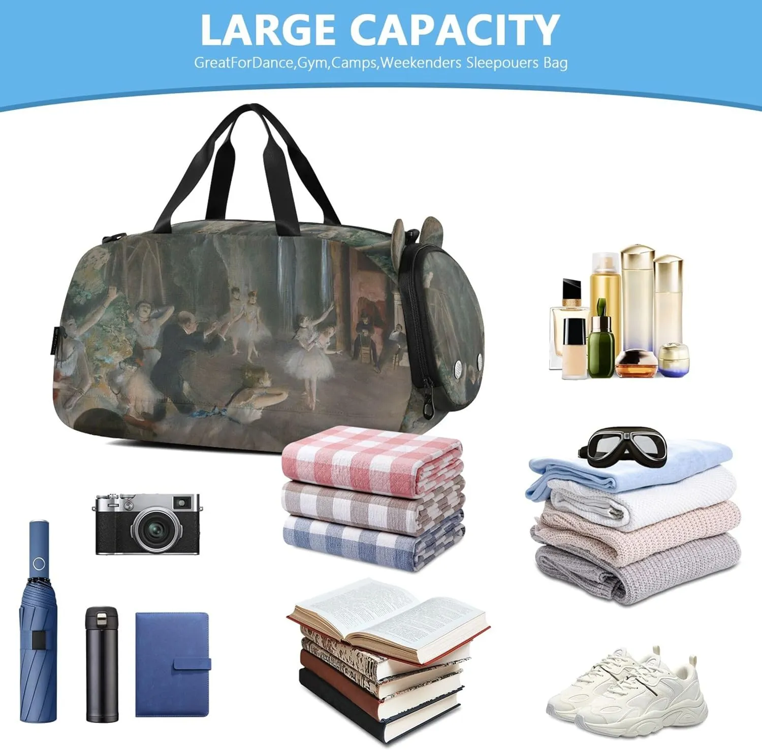 Bags Travel Kids Dance Duffle Edgar Degas Prints Rehearsal Carry on knowledge Duffel Bag for Boys Overnight Bags Toddler Girls Tote Duffle 