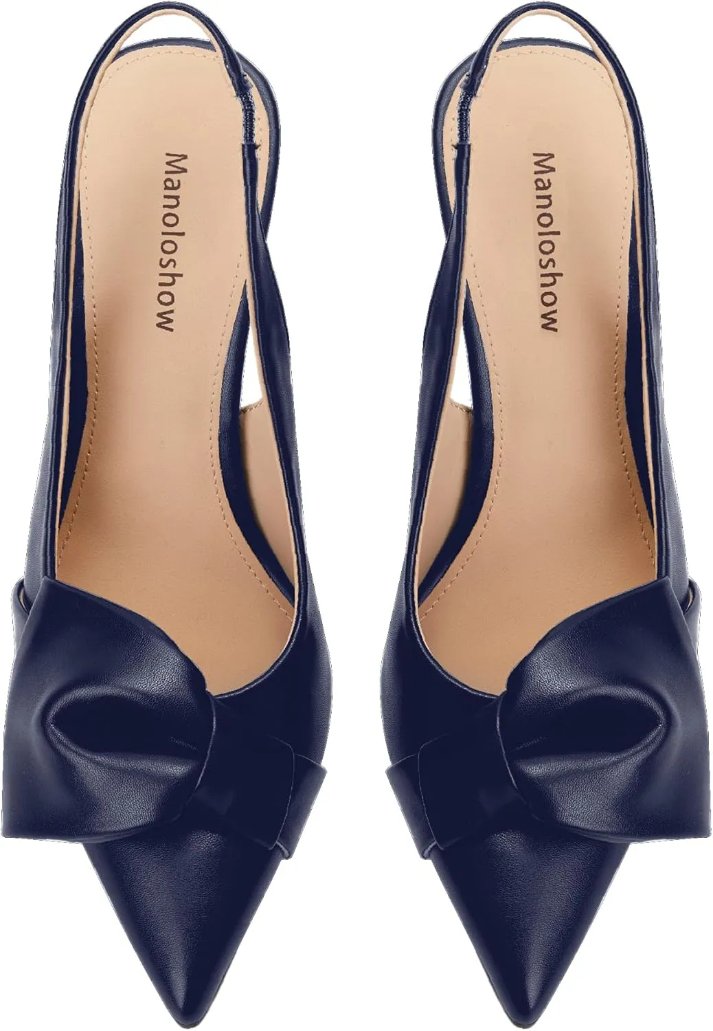 ballroom upsurge lawlike unearth Bow Pointed Toe Pumps with Elasticated Strap Pumps for Women 3.3" High Heels Evening Comfy Dress Shoes Women's Slingback Pumps 