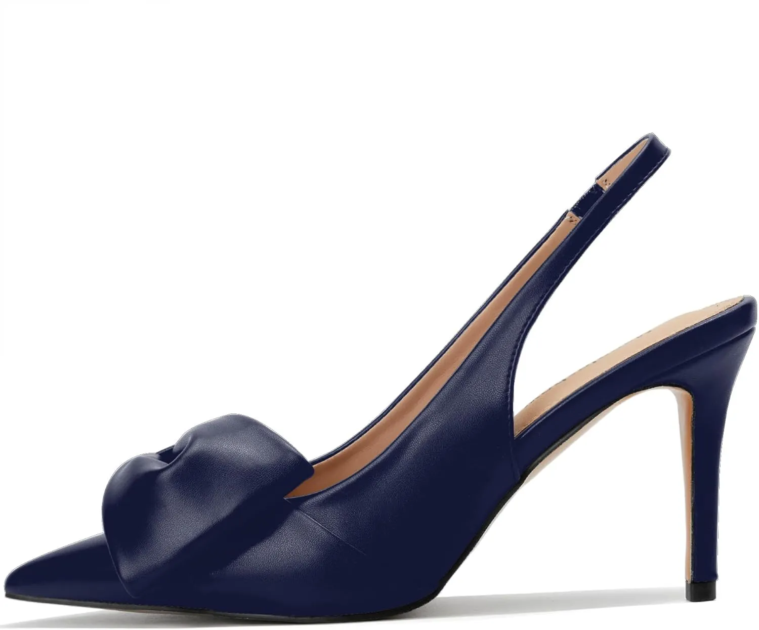 ballroom upsurge lawlike unearth Bow Pointed Toe Pumps with Elasticated Strap Pumps for Women 3.3" High Heels Evening Comfy Dress Shoes Women's Slingback Pumps 