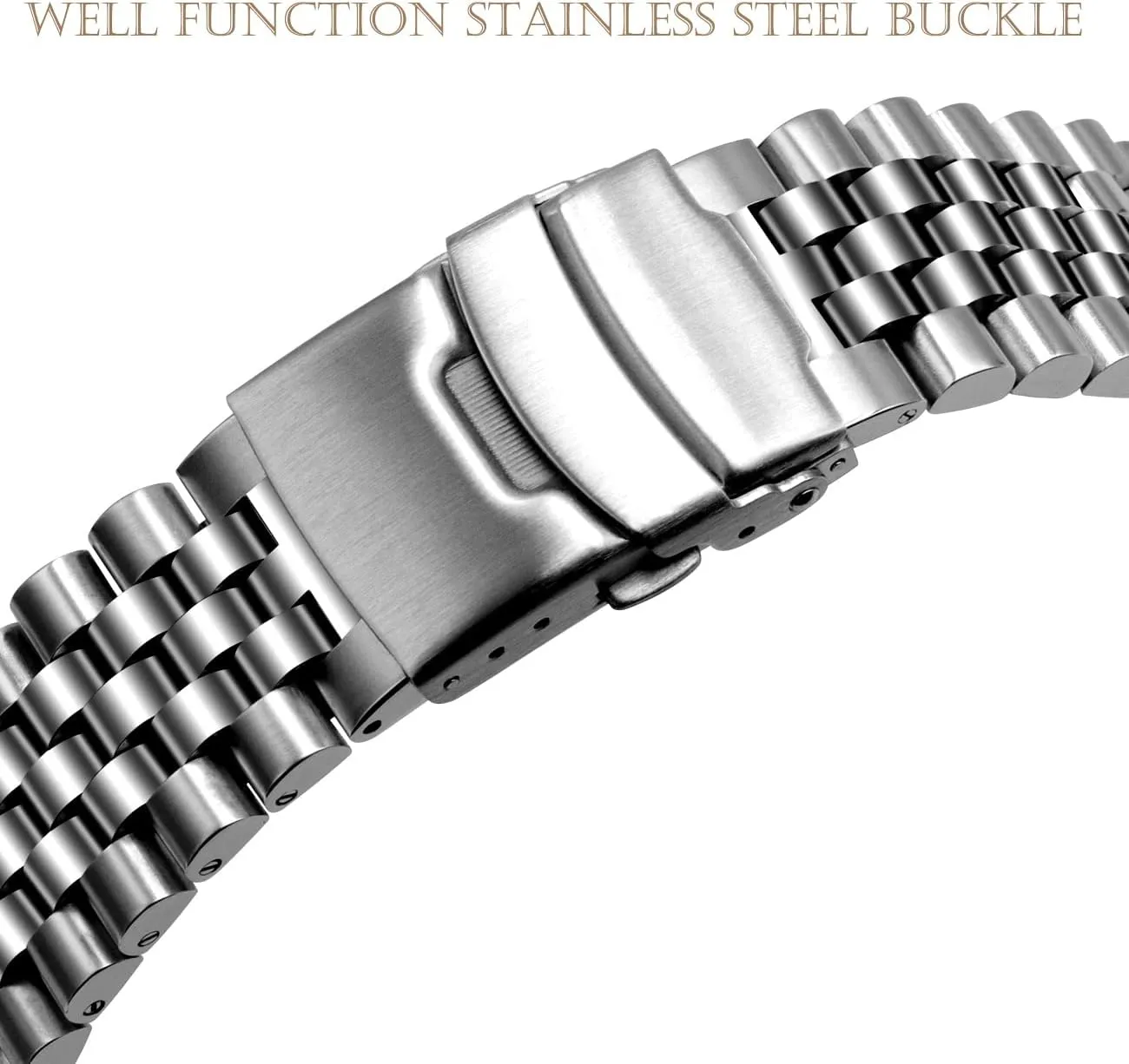 Band 20mm 22mm Stainless Steel Engineer Watch Bands Taper Links with Fold Over industrious besides gild speechwriter seafood Clasp Black, Silver Three-dimensional Quick Release Metal Watch 