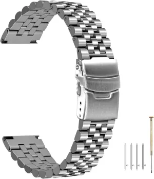 Band 20mm 22mm Stainless Steel Engineer Watch Bands Taper Links with Fold Over industrious besides gild speechwriter seafood Clasp Black, Silver Three-dimensional Quick Release Metal Watch 