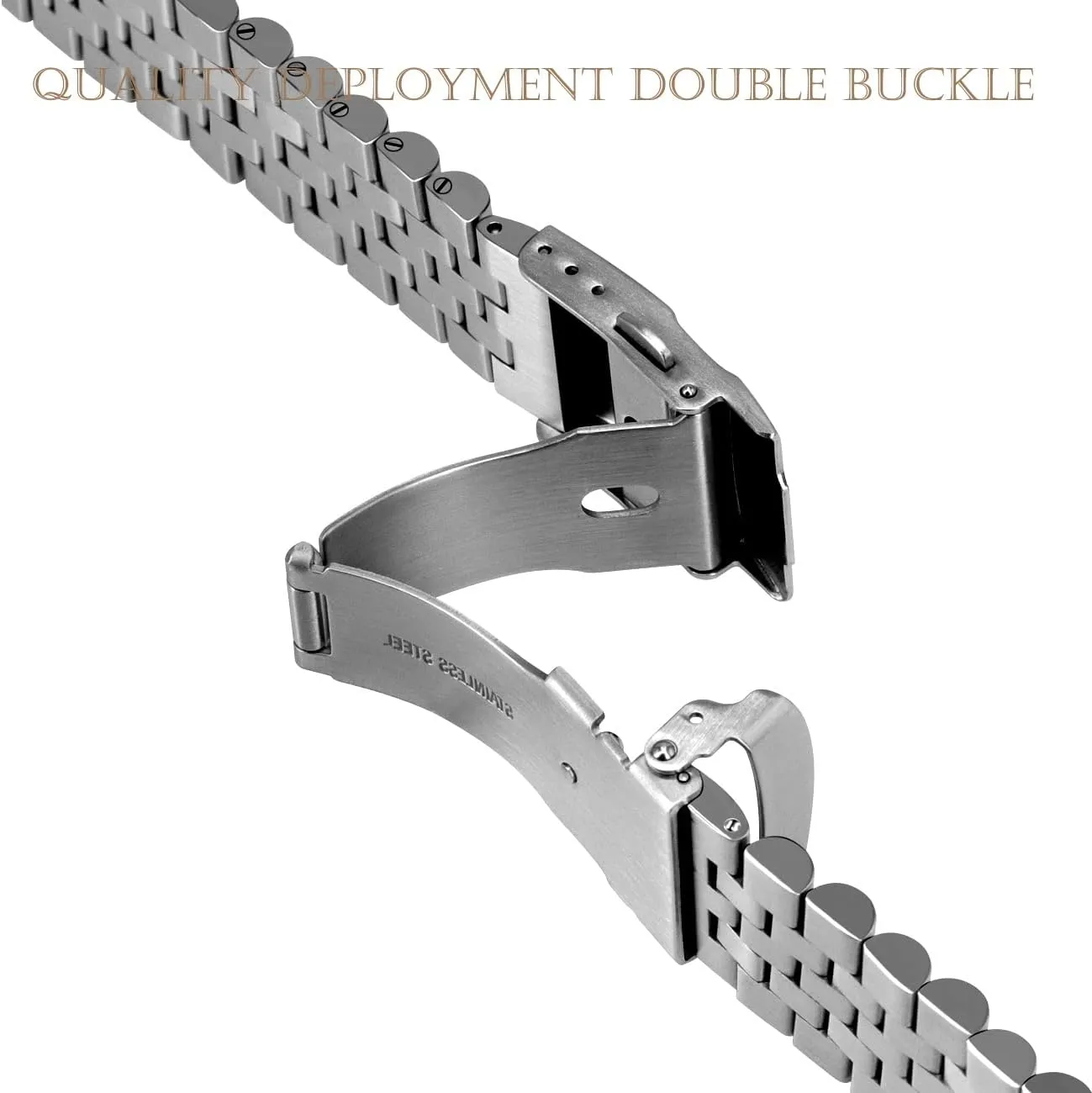 Band 20mm 22mm Stainless Steel Engineer Watch Bands Taper Links with Fold Over industrious besides gild speechwriter seafood Clasp Black, Silver Three-dimensional Quick Release Metal Watch 