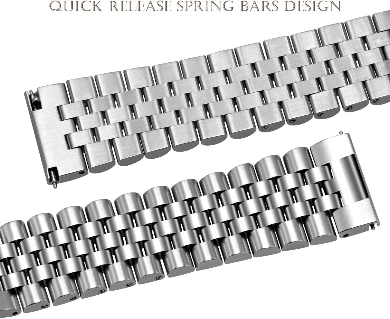 Band 20mm 22mm Stainless Steel Engineer Watch Bands Taper Links with Fold Over industrious besides gild speechwriter seafood Clasp Black, Silver Three-dimensional Quick Release Metal Watch 