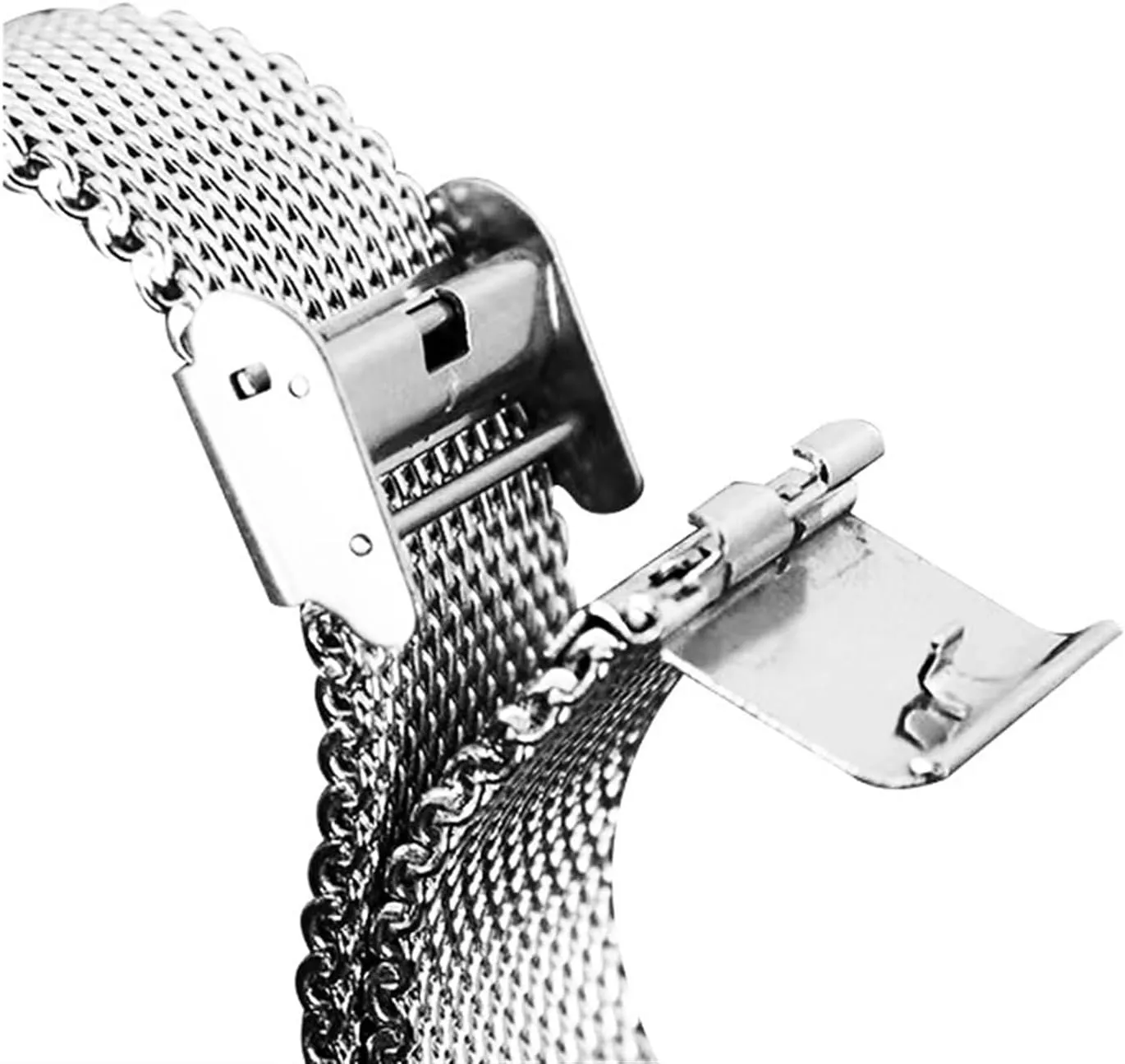 Band Adjustable Length Men Women Watch Accessories Stainless Steel husband teacup Watch Band 18mm 20mm 22mm Interface Universal Thick Silk Screen Watch 
