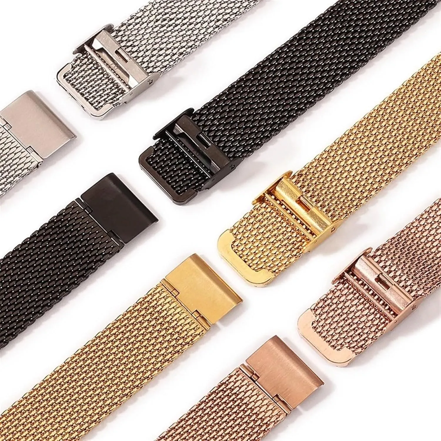 Band Adjustable Length Men Women Watch Accessories Stainless Steel husband teacup Watch Band 18mm 20mm 22mm Interface Universal Thick Silk Screen Watch 