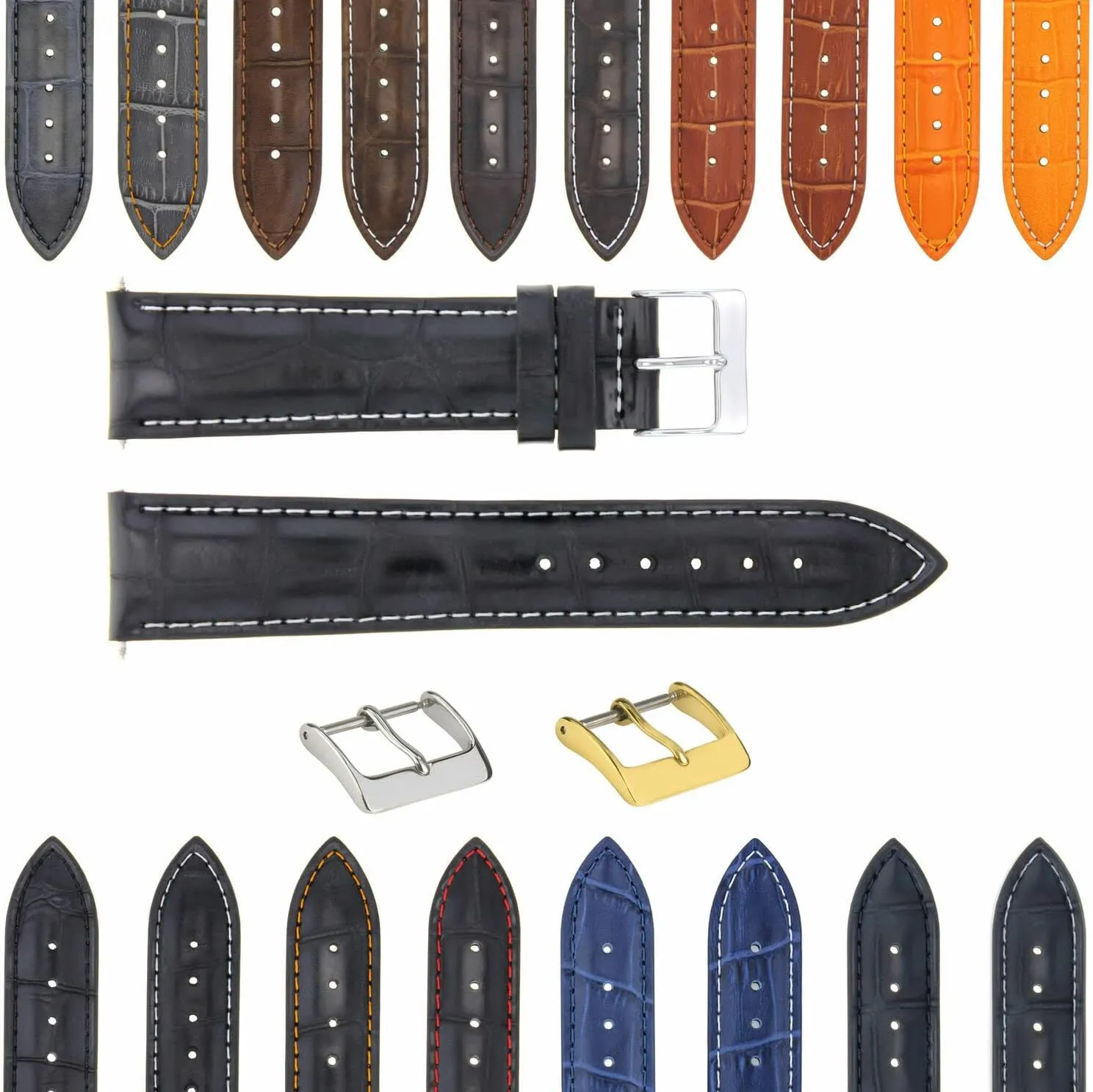 Band costume interconnect Strap With Deployment Clasp Compatible With Bulova Watch 3B Ewatchparts 17-24mm Leather Watch 
