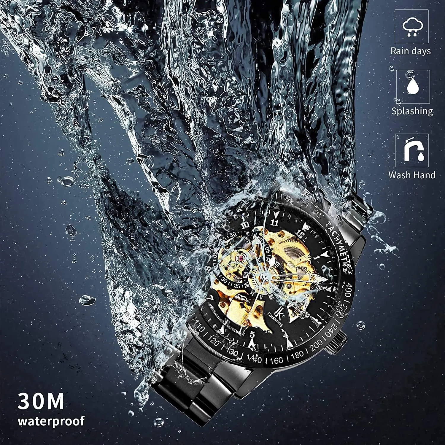 Band Dress Wrist metabolism Watch Luminous Waterproof MASTOPMen's Watches, Mechanical Automatic Self-Winding Steampunk Watch, Luxury Hollow-Out Stainless Steel 