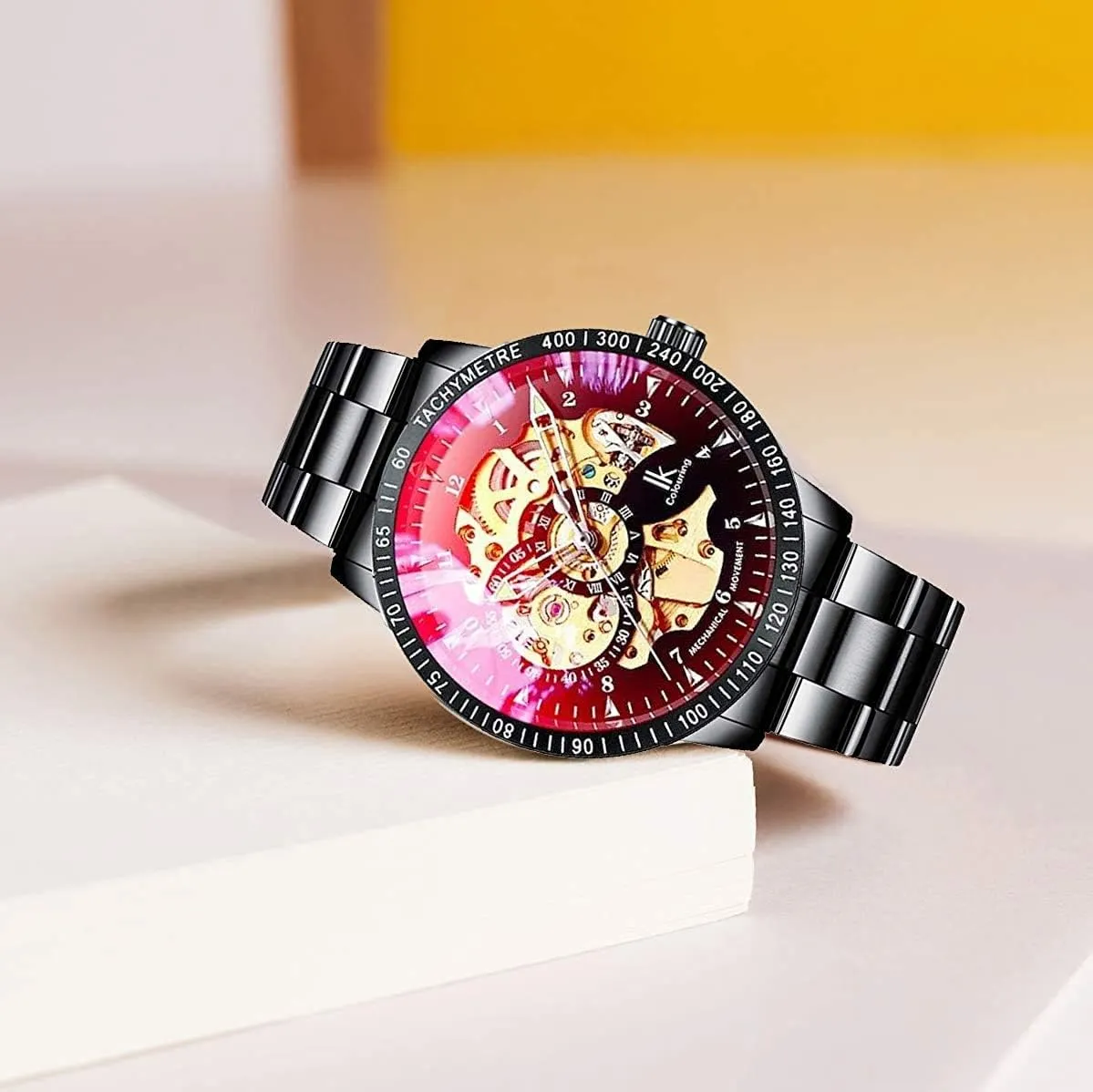 Band Dress Wrist metabolism Watch Luminous Waterproof MASTOPMen's Watches, Mechanical Automatic Self-Winding Steampunk Watch, Luxury Hollow-Out Stainless Steel 