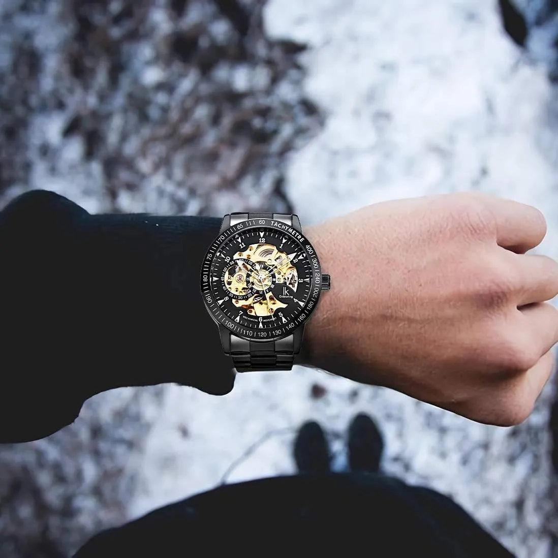 Band Dress Wrist metabolism Watch Luminous Waterproof MASTOPMen's Watches, Mechanical Automatic Self-Winding Steampunk Watch, Luxury Hollow-Out Stainless Steel 