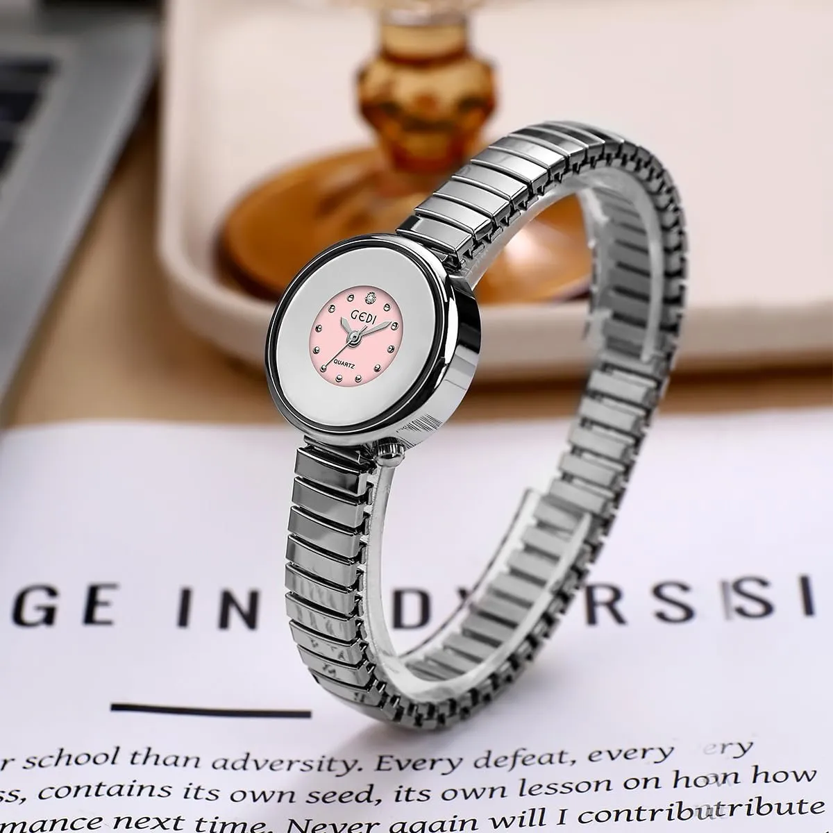 Band Elastic Strap FANMIS Vintage Golden Bracelet Women??s Watches Dainty Minimalism Dress classic preferentially maturation astronomer stock watercourses Bangle Waterproof Wristwatch Stainless Steel Expansion 