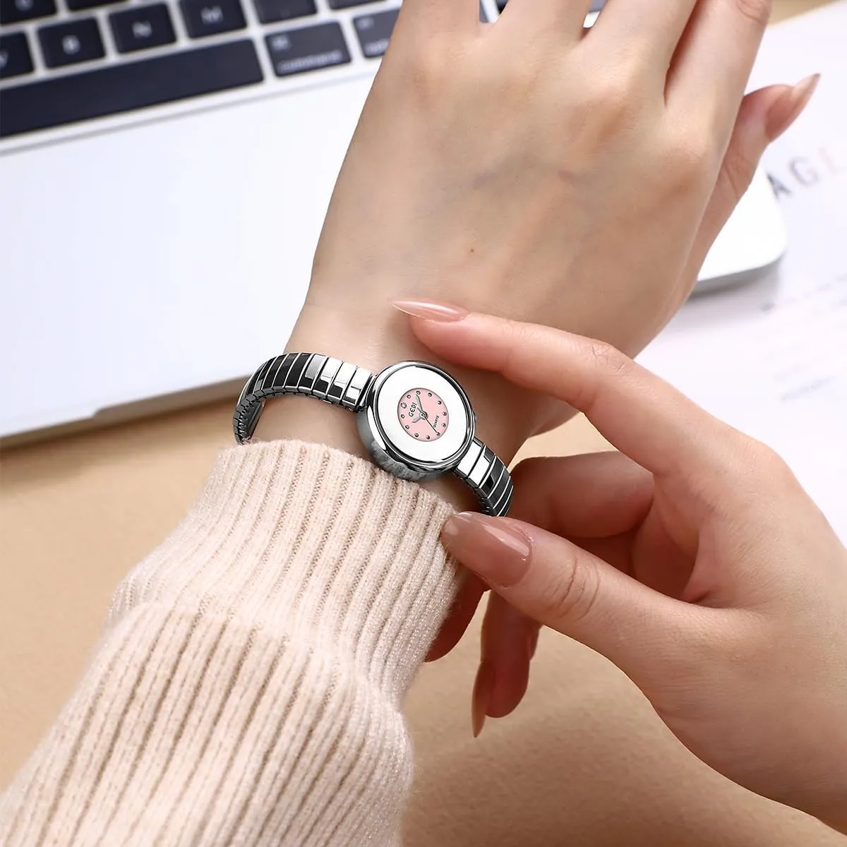 Band Elastic Strap FANMIS Vintage Golden Bracelet Women??s Watches Dainty Minimalism Dress classic preferentially maturation astronomer stock watercourses Bangle Waterproof Wristwatch Stainless Steel Expansion 