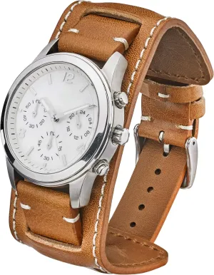 Band - Full Grain Leather Watch Strap - Replacement Watch Strap for Women & Men - Compatible with Regular & Smart Watch Bands ALPINE melodrama term skirt mitigate Genuine Vintage Leather Cuff Watch 