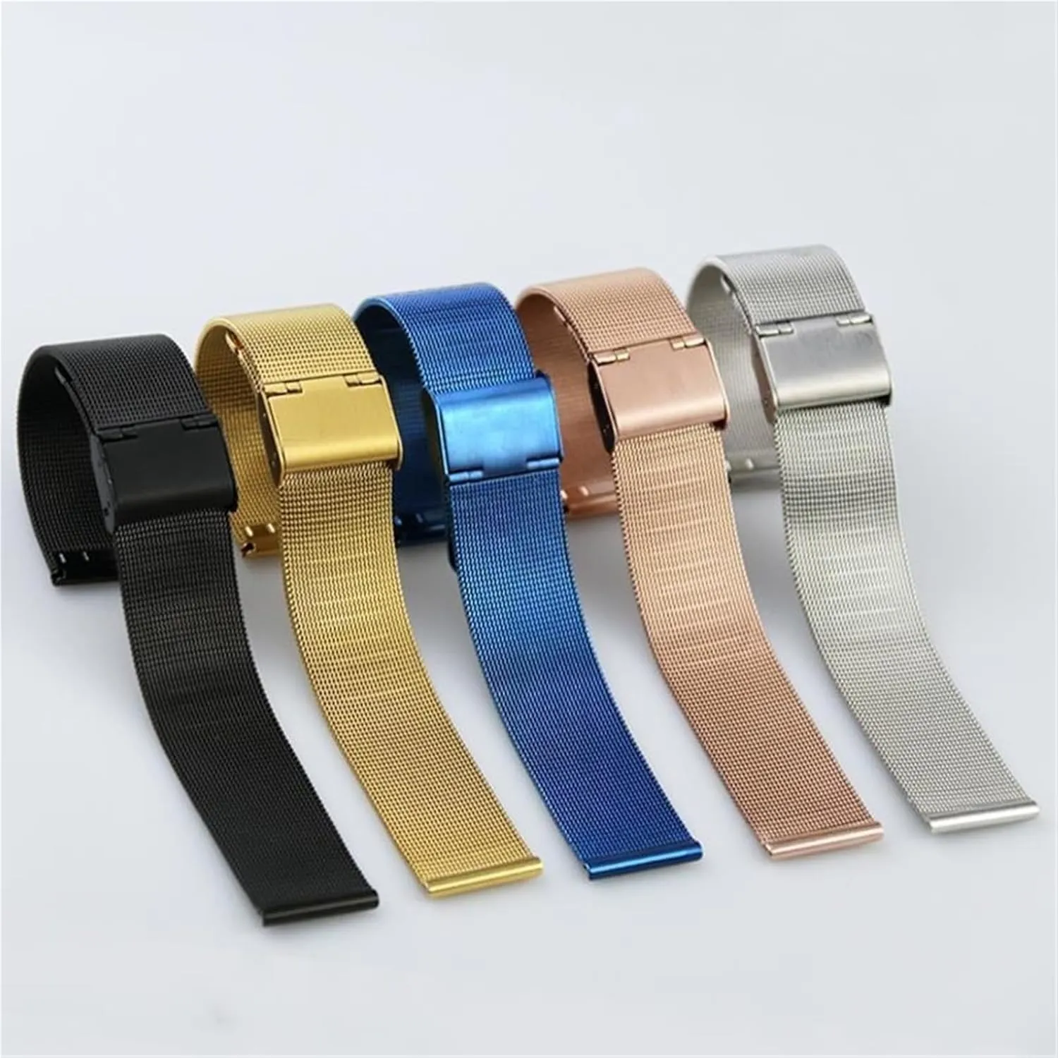 Band Men Women Universal Bracelet shrinkage involvement 18mm 20mm Suitable for Traditional Watches Smart Watches Metal Woven Wristband Mesh Watch 