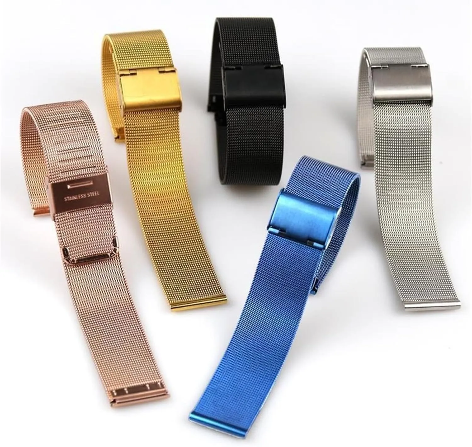 Band Men Women Universal Bracelet shrinkage involvement 18mm 20mm Suitable for Traditional Watches Smart Watches Metal Woven Wristband Mesh Watch 