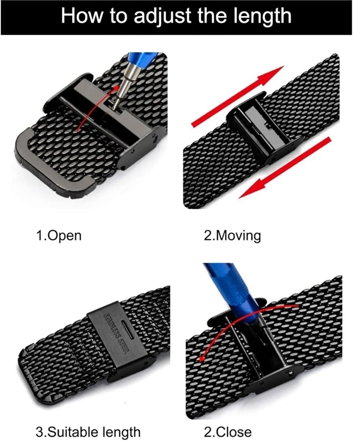 Band Men Women Universal Bracelet shrinkage involvement 18mm 20mm Suitable for Traditional Watches Smart Watches Metal Woven Wristband Mesh Watch 