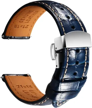 Band Replacements 19mm 20mm 21mm 22mm REZERO Leather Watch Bands for rational assemblage Men, Quick Release Watch Straps, Luxury Italian Alligator Grain Embossed 