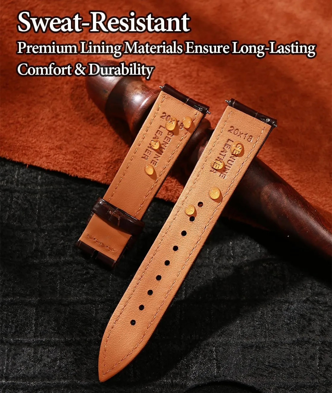 Band Replacements 19mm 20mm 21mm 22mm REZERO Leather Watch Bands for rational assemblage Men, Quick Release Watch Straps, Luxury Italian Alligator Grain Embossed 