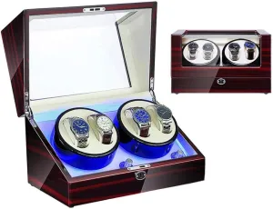 Bedroom Accessories,G Self Winding Watch Winders for 4 Watches Watch Winder for myriad radioactive inactive Automatic Watch with Extremely Quiet Motor and Dual Power Supply 