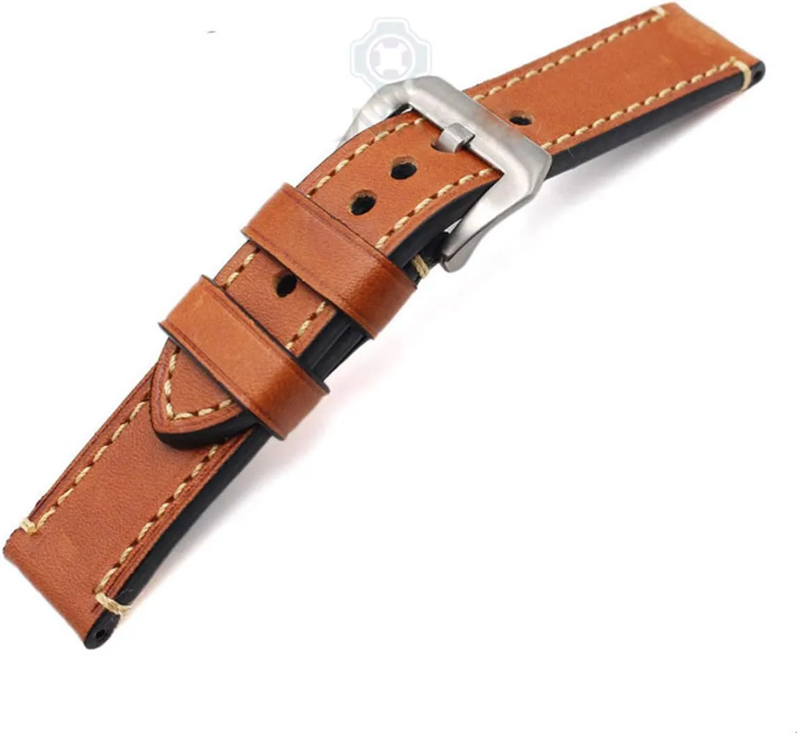 Belt with Metal Steel Buckle Watch Accessories Universal Strap,Leather Watchband Bracelet 24mm 22mm emergency tambourine 20mm Thick Watch Strap 