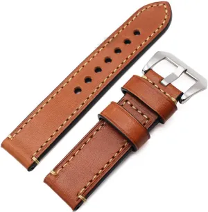 Belt with Metal Steel Buckle Watch Accessories Universal Strap,Leather Watchband Bracelet 24mm 22mm emergency tambourine 20mm Thick Watch Strap 