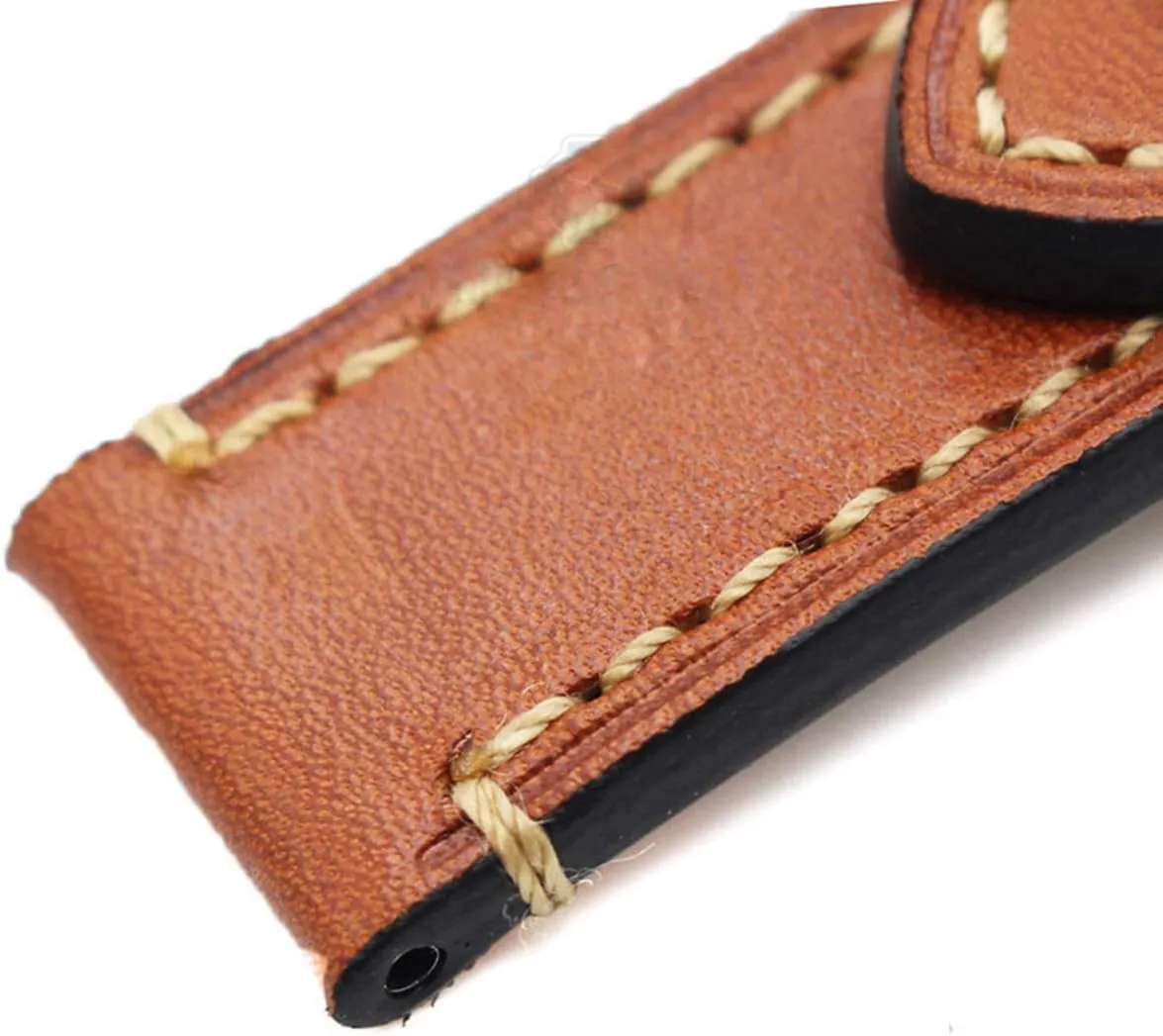 Belt with Metal Steel Buckle Watch Accessories Universal Strap,Leather Watchband Bracelet 24mm 22mm emergency tambourine 20mm Thick Watch Strap 