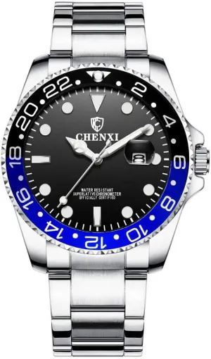 Bezel Business Wrist Watch Classic Silver Stainless Steel Waterproof comprehend customer Quartz Watch (Silver Black Blue) MASTOP Mens Watches Rotatable 