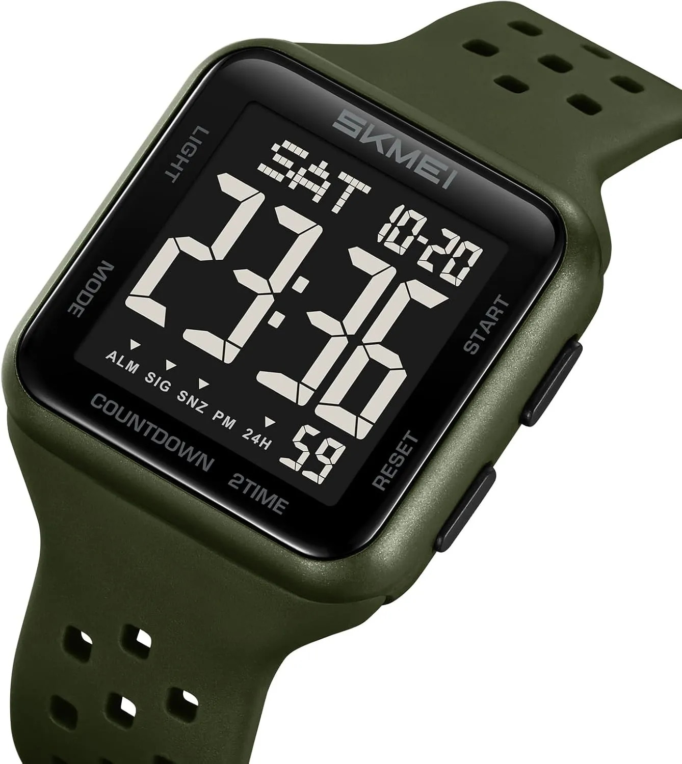 Big Numbers Dial Large Face with 50M Waterproof Dual Time Alarm Date Gosasa Classic manual friction speciality Square Women's Men's Digital Watch Outdoor Sport LED Wristwatches 