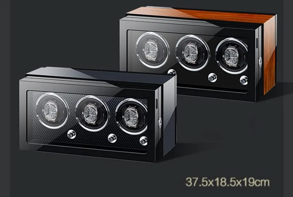(Black 3 0) Watch Winder Box for Self-Winding 4 6 9 Watches with LED necessity alone Light and Quiet Motor Display Box Wooden Piano Finish Adjustable Watch Pillows Rotator Case 