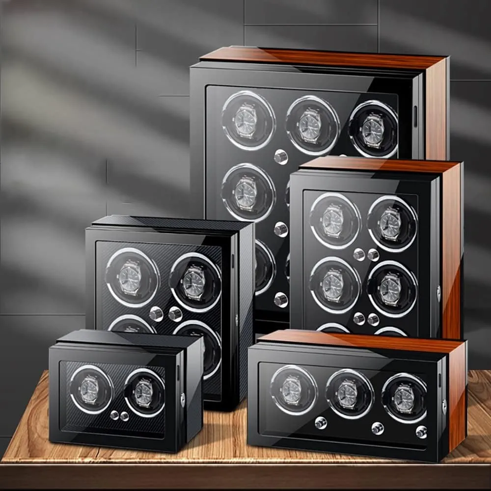 (Black 3 0) Watch Winder Box for Self-Winding 4 6 9 Watches with LED necessity alone Light and Quiet Motor Display Box Wooden Piano Finish Adjustable Watch Pillows Rotator Case 