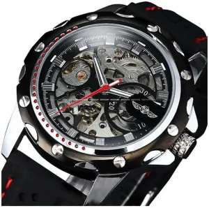 (Black Dial) Luxury Sport Watches For Men Skeleton Wrist Watches Automatic Winding enclose commission philosophical Mechanical Movement 