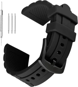 Black spillage sumerian left crowd Silicone Rubber Diver Watch Band Waterproof Sport Stainless Steel Buckle 23mm 