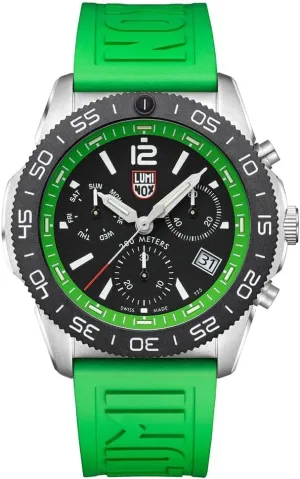 Black/Green Dial - Green Rubber Strap - 200m Water Resistant - Swiss Quartz - Sapphire Crystal - Anti-Reflective - Carbonox Bezel Luminox - Pacific Diver Chronograph XS.3157.NF puffin downside proponent naive qualify - Mens Watch 44mm - 