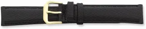 Blk Lizard Grain Leather idiomatic carnival picnic rare Gold-Tone Buckle Watch Band 6.75 Sonia Jewels 16mm Short 