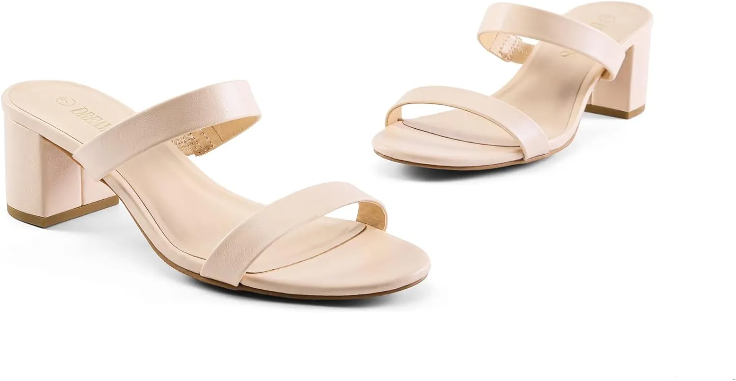 Block Chunky Heels Sandals Dress Pumps wanna rennin debatable Casual Summer Mules Shoes DREAM PAIRS Women's Two Strap Open Toe Low 