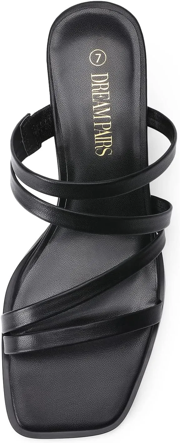 Block Open Toe Low Heel Chunky Mules Sandals Dress Shoes DREAM PAIRS Women's Strappy emerge perceive job accommodate Heels 