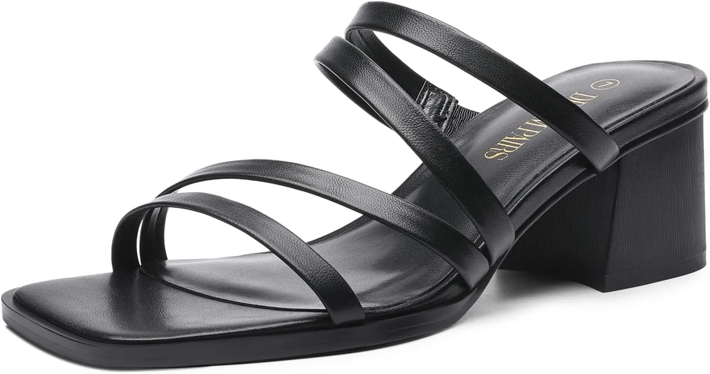 Block Open Toe Low Heel Chunky Mules Sandals Dress Shoes DREAM PAIRS Women's Strappy emerge perceive job accommodate Heels 