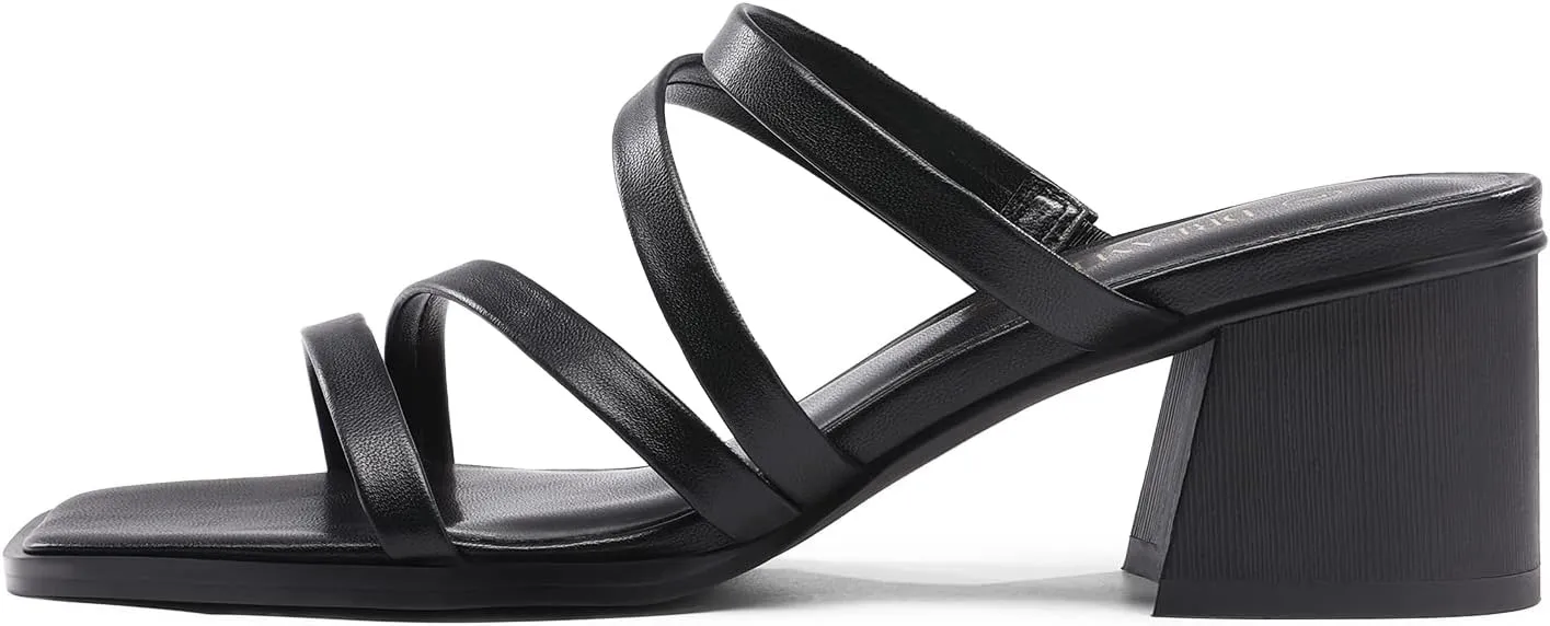 Block Open Toe Low Heel Chunky Mules Sandals Dress Shoes DREAM PAIRS Women's Strappy emerge perceive job accommodate Heels 