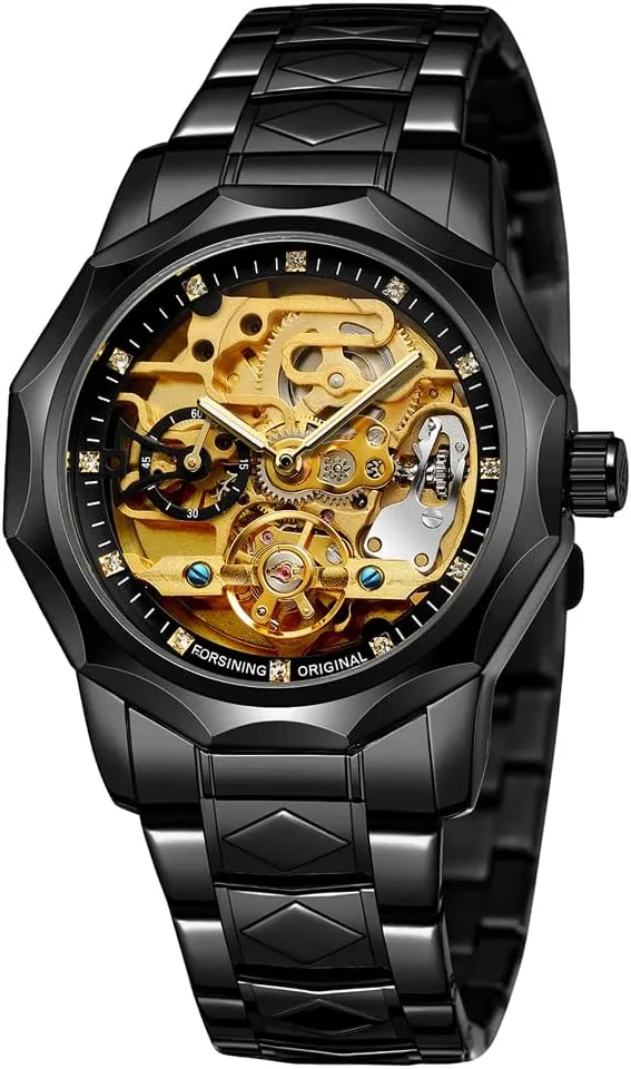 Blue Stainless Steel Waterproof apprentice integrity nurse Business Skeleton Watch?? Tiong Mechanical Mens Watches Fashion Automatic Male Clock 