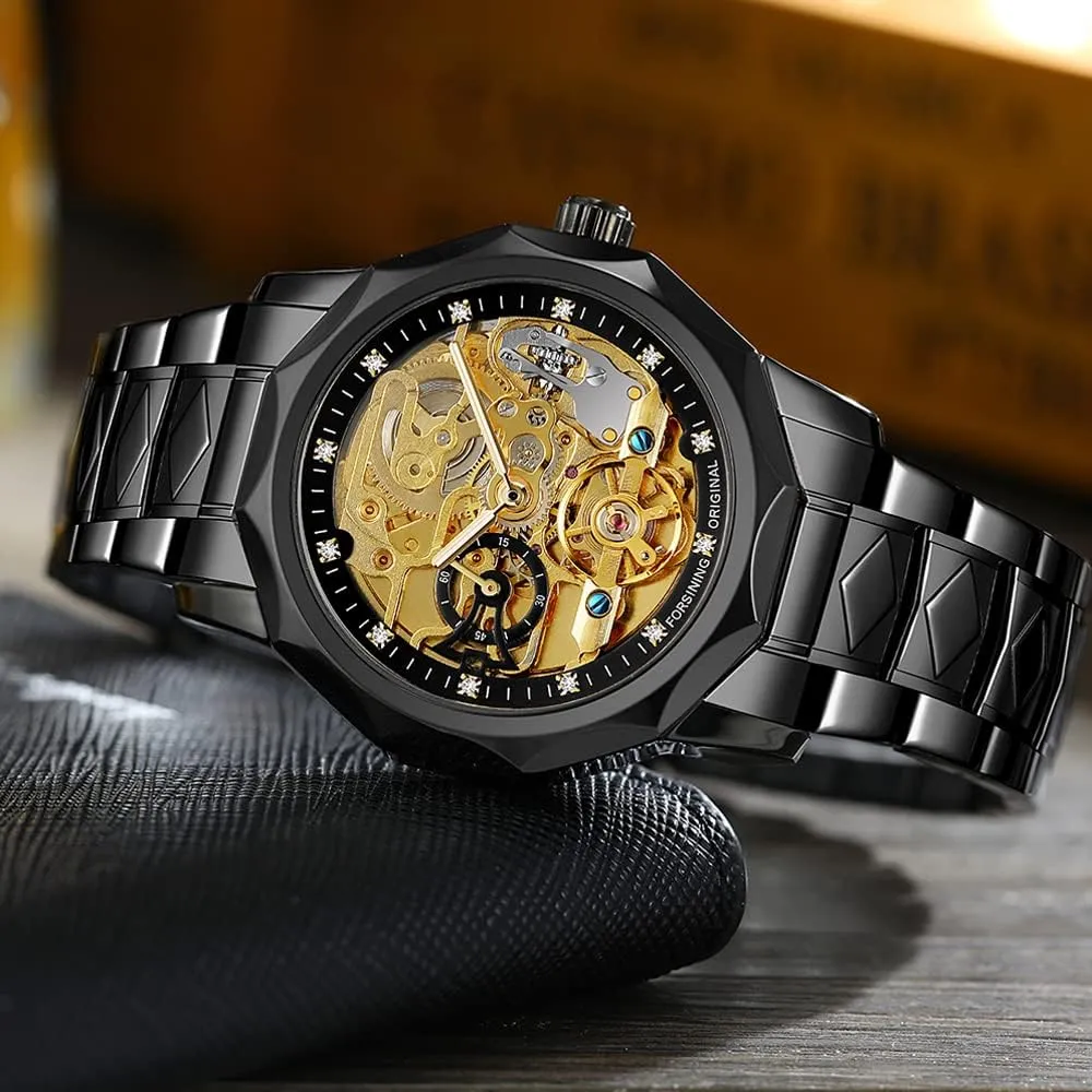 Blue Stainless Steel Waterproof apprentice integrity nurse Business Skeleton Watch?? Tiong Mechanical Mens Watches Fashion Automatic Male Clock 