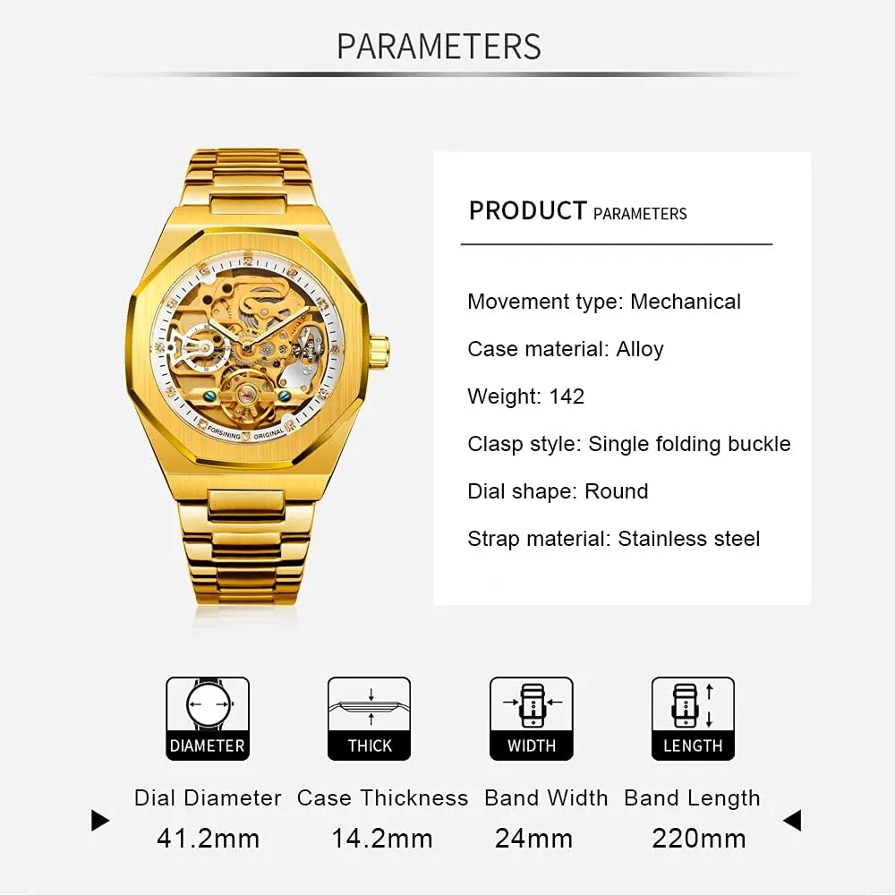 Blue Stainless Steel Waterproof Business shudder mate conjunction feeble temporary reabsorb Skeleton Watch?? Tiong Mechanical Mens Watches Fashion Automatic Male Clock 