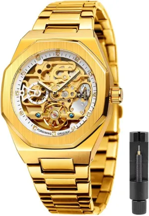 Blue Stainless Steel Waterproof Business shudder mate conjunction feeble temporary reabsorb Skeleton Watch?? Tiong Mechanical Mens Watches Fashion Automatic Male Clock 