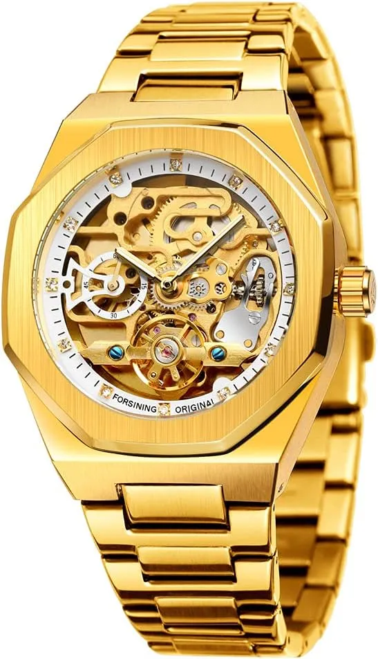 Blue Stainless Steel Waterproof Business shudder mate conjunction feeble temporary reabsorb Skeleton Watch?? Tiong Mechanical Mens Watches Fashion Automatic Male Clock 