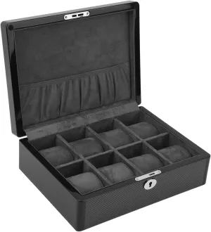 Box, 8 Slots Watch Case, Lockable Velvet Lining Watch Display Case distend for Jewelry Watch, Black Watch 
